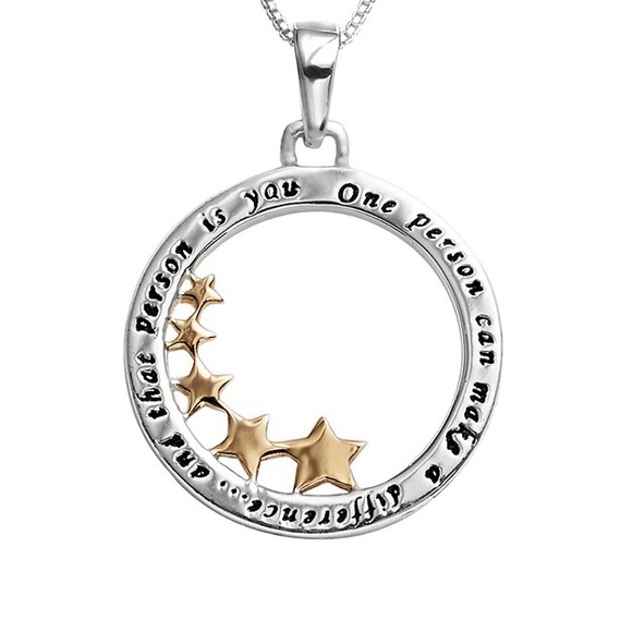 Timeless Sterling Silver Two Tone Inspirational Star Pendant - Picture 1 of 1